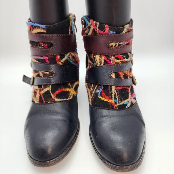 L’Artiste Leather Yarn Buckle Ankle Boots Size 9.5 EUR 41 Heeled Boho Whimsigoth - Picture 5 of 12